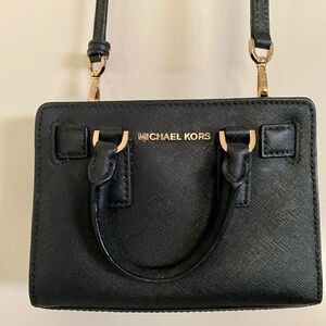 Michael Kors Black Mini Bag with Gold Hardware